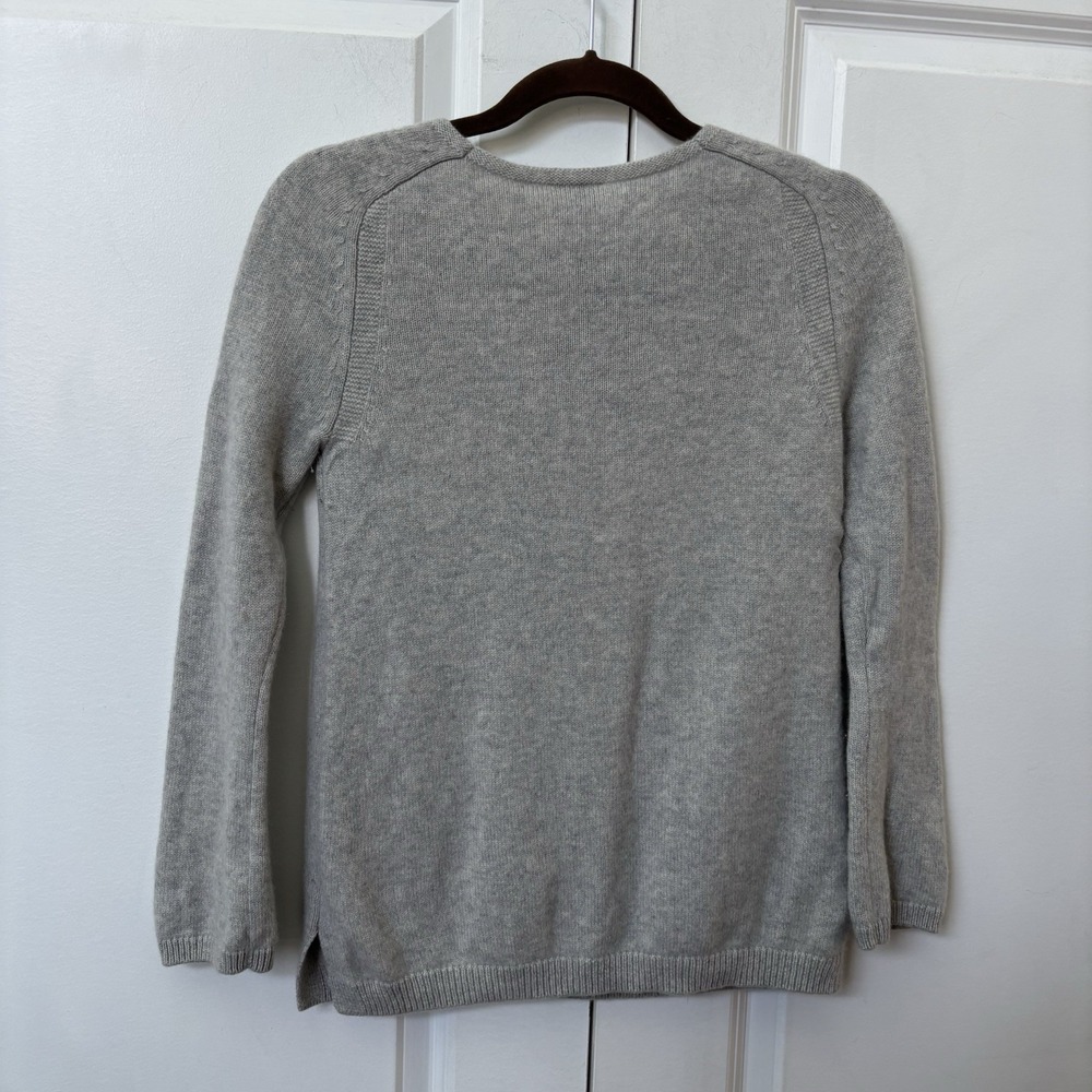 Talbots Petites 100% Cashmere Crewneck Sweater Grey Raglan Sleeve SP - Picture 5 of 7